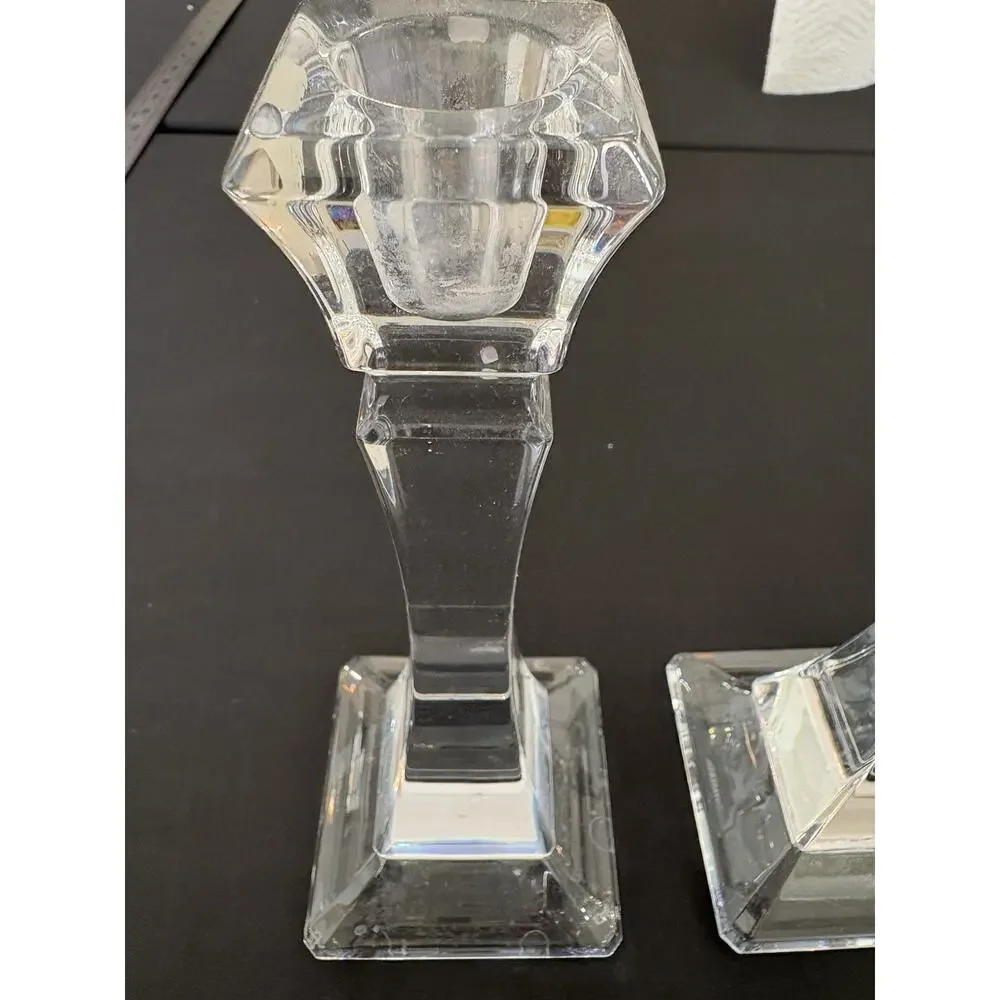 Tiffany & Co Crystal Candlesticks Pair Made in Slovenia